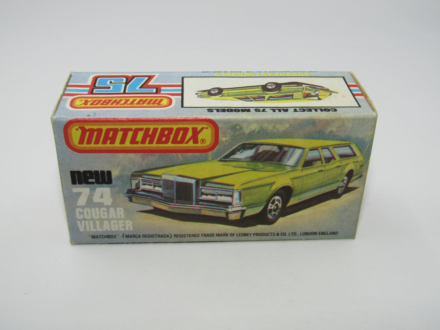 Matchbox Superfast 74C Cougar Villager Medium Metallic Green DARK YELLOW Interior Clear Windows