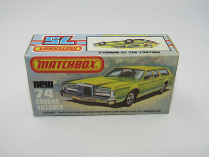 Matchbox Superfast 74C Cougar Villager Medium Metallic Green DARK YELLOW Interior Clear Windows