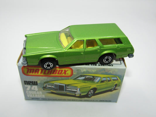 Matchbox Superfast 74C Cougar Villager Very Light Metallic Green, Yellow Interior Clear Windows