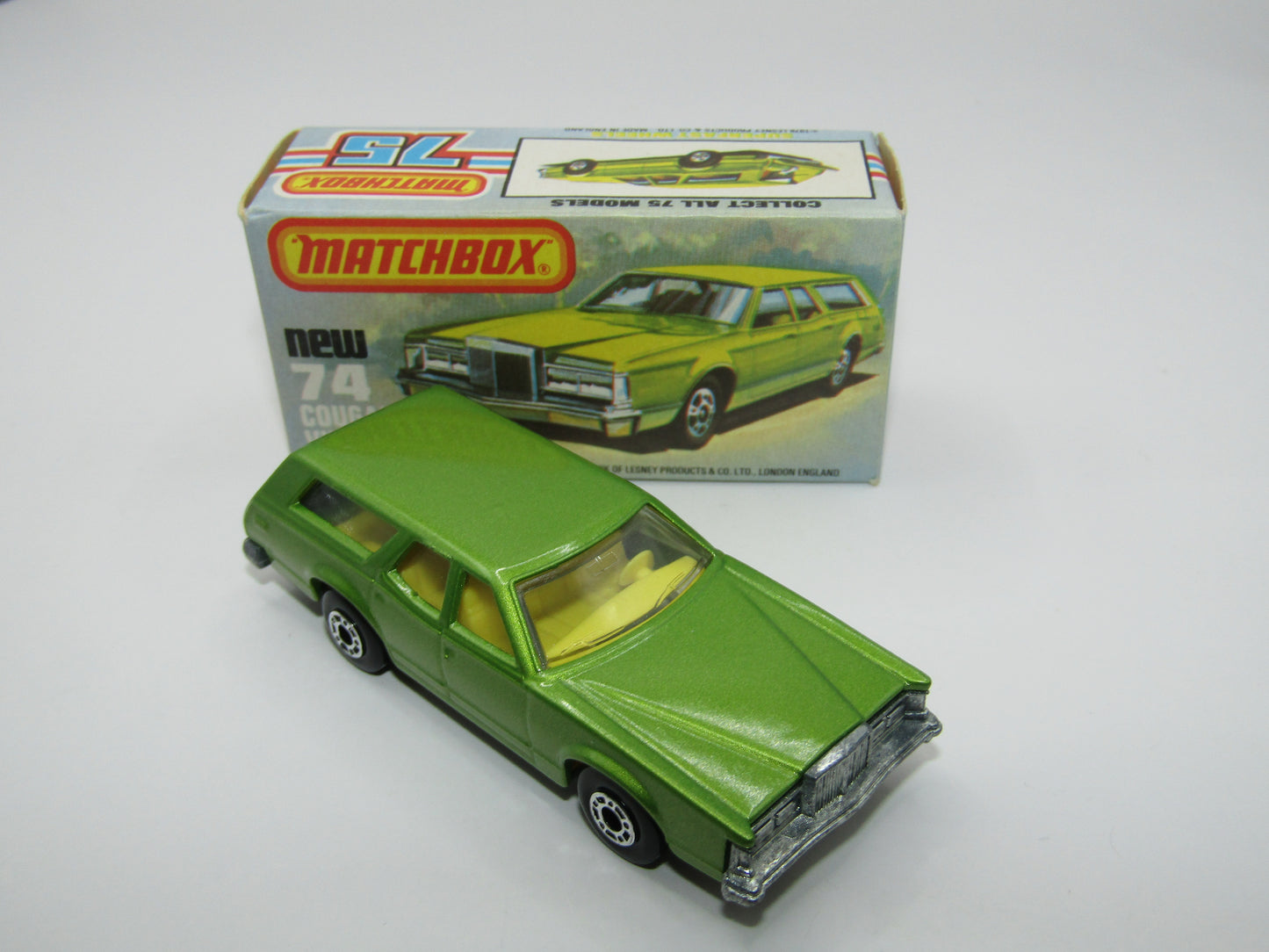 Matchbox Superfast 74C Cougar Villager Very Light Metallic Green, Yellow Interior Clear Windows
