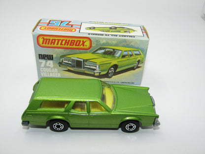Matchbox Superfast 74C Cougar Villager Very Light Metallic Green, Yellow Interior Clear Windows