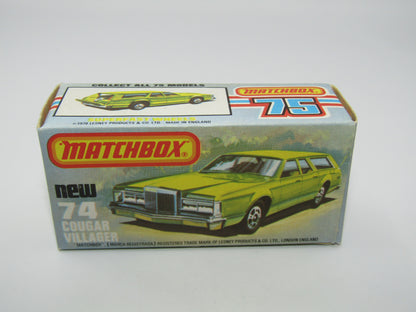 Matchbox Superfast 74C Cougar Villager Very Light Metallic Green, Yellow Interior Clear Windows