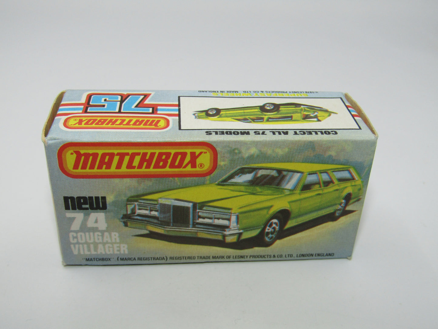 Matchbox Superfast 74C Cougar Villager Very Light Metallic Green, Yellow Interior Clear Windows