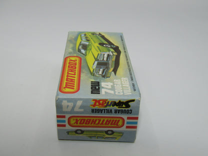 Matchbox Superfast 74C Cougar Villager Very Light Metallic Green, Yellow Interior Clear Windows