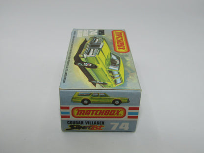 Matchbox Superfast 74C Cougar Villager Very Light Metallic Green, Yellow Interior Clear Windows