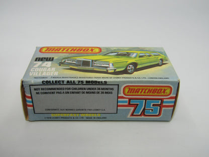 Matchbox Superfast 74C Cougar Villager Very Light Metallic Green, Yellow Interior Clear Windows