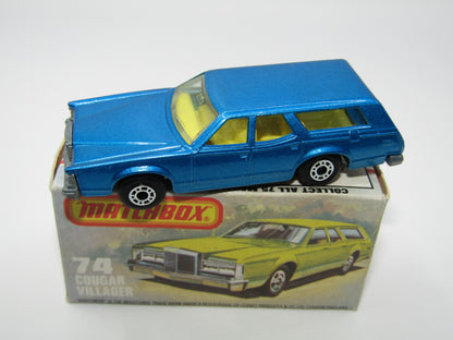 Matchbox Superfast 74C Cougar Villager Metallic Medium Blue Hard to find box Without NEW