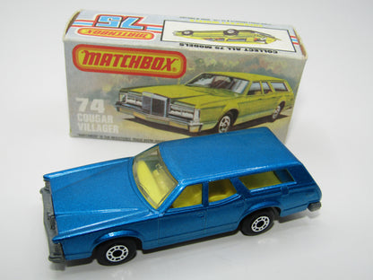 Matchbox Superfast 74C Cougar Villager Metallic Medium Blue Hard to find box Without NEW