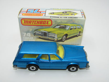 Matchbox Superfast 74C Cougar Villager Metallic Medium Blue Hard to find box Without NEW