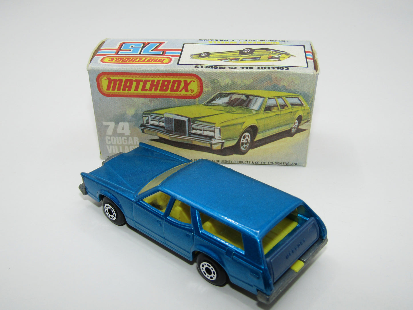 Matchbox Superfast 74C Cougar Villager Metallic Medium Blue Hard to find box Without NEW