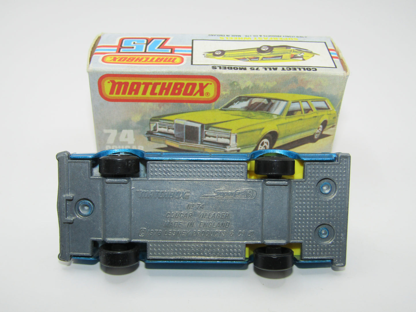 Matchbox Superfast 74C Cougar Villager Metallic Medium Blue Hard to find box Without NEW