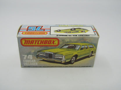 Matchbox Superfast 74C Cougar Villager Metallic Medium Blue Hard to find box Without NEW