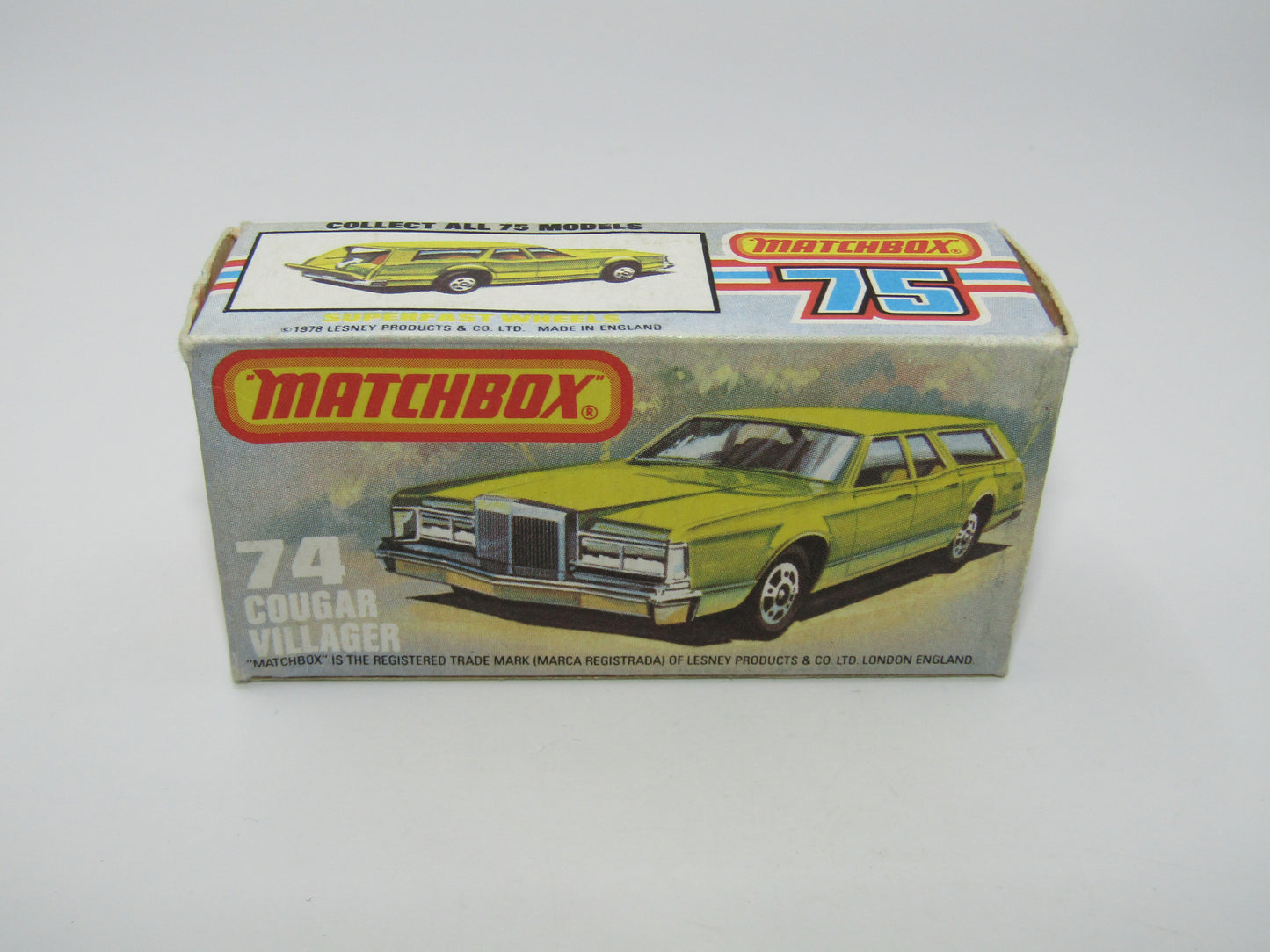 Matchbox Superfast 74C Cougar Villager Metallic Medium Blue Hard to find box Without NEW