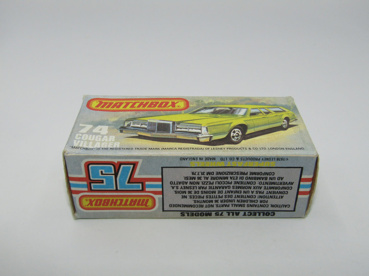 Matchbox Superfast 74C Cougar Villager Metallic Medium Blue Hard to find box Without NEW