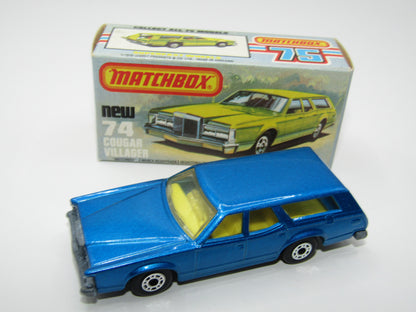 Matchbox Superfast 74C Cougar Villager Metallic Dark Blue Yellow Interior