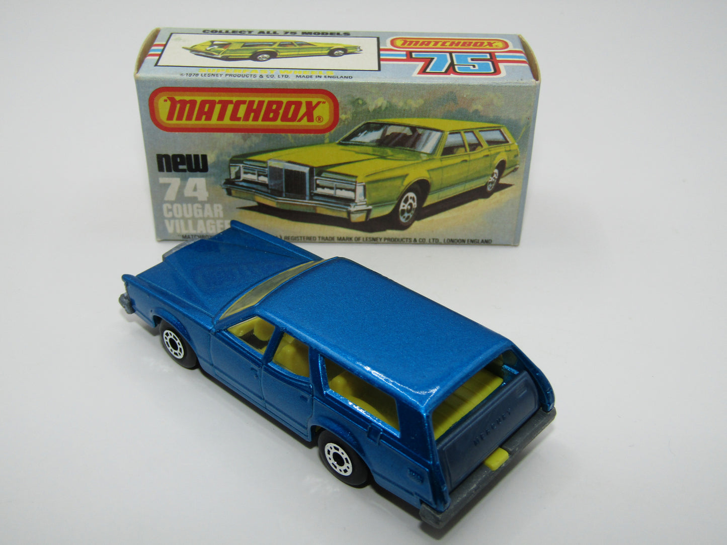 Matchbox Superfast 74C Cougar Villager Metallic Dark Blue Yellow Interior