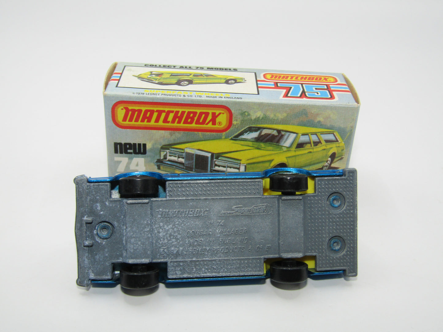 Matchbox Superfast 74C Cougar Villager Metallic Dark Blue Yellow Interior