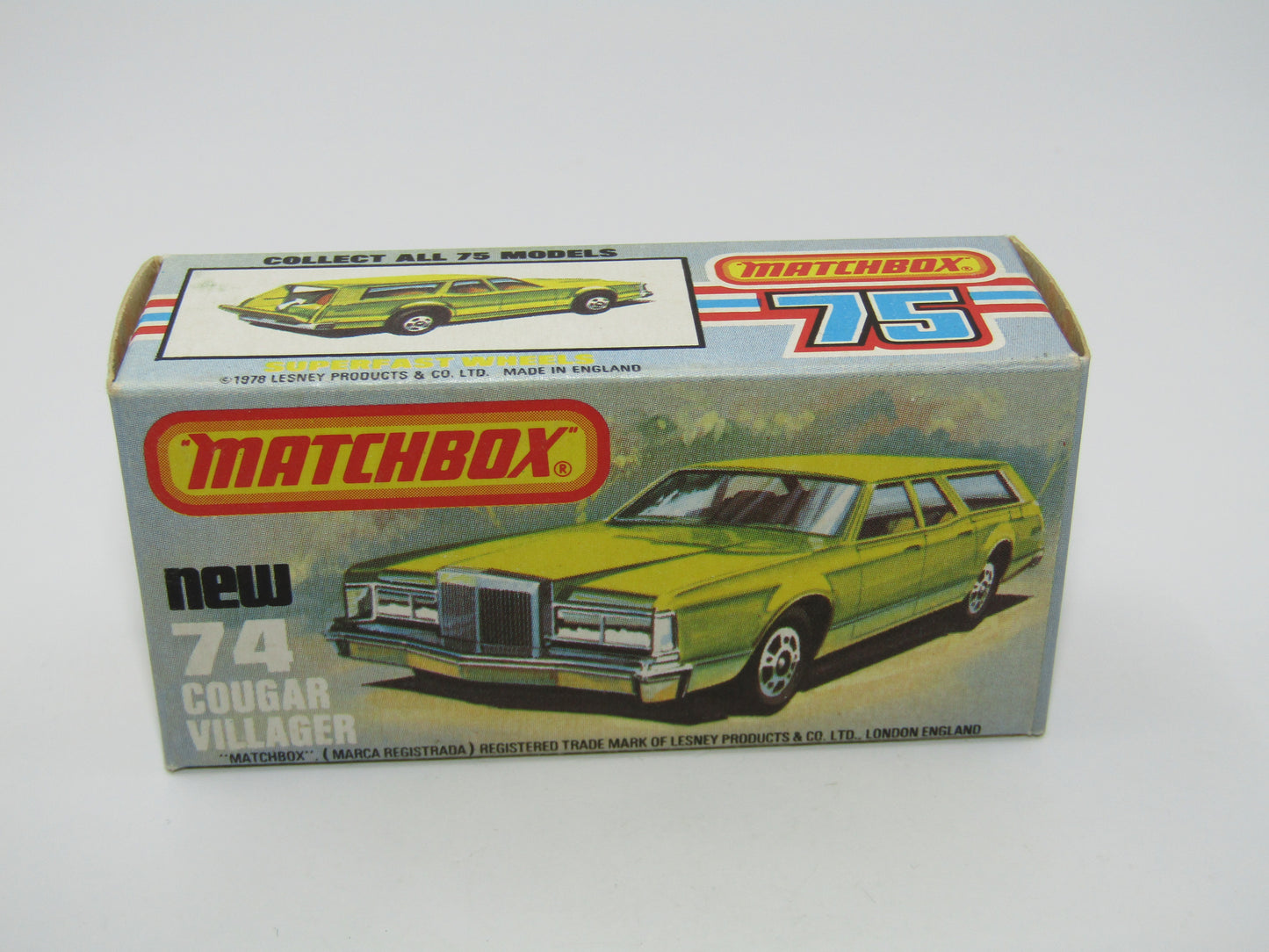 Matchbox Superfast 74C Cougar Villager Metallic Dark Blue Yellow Interior