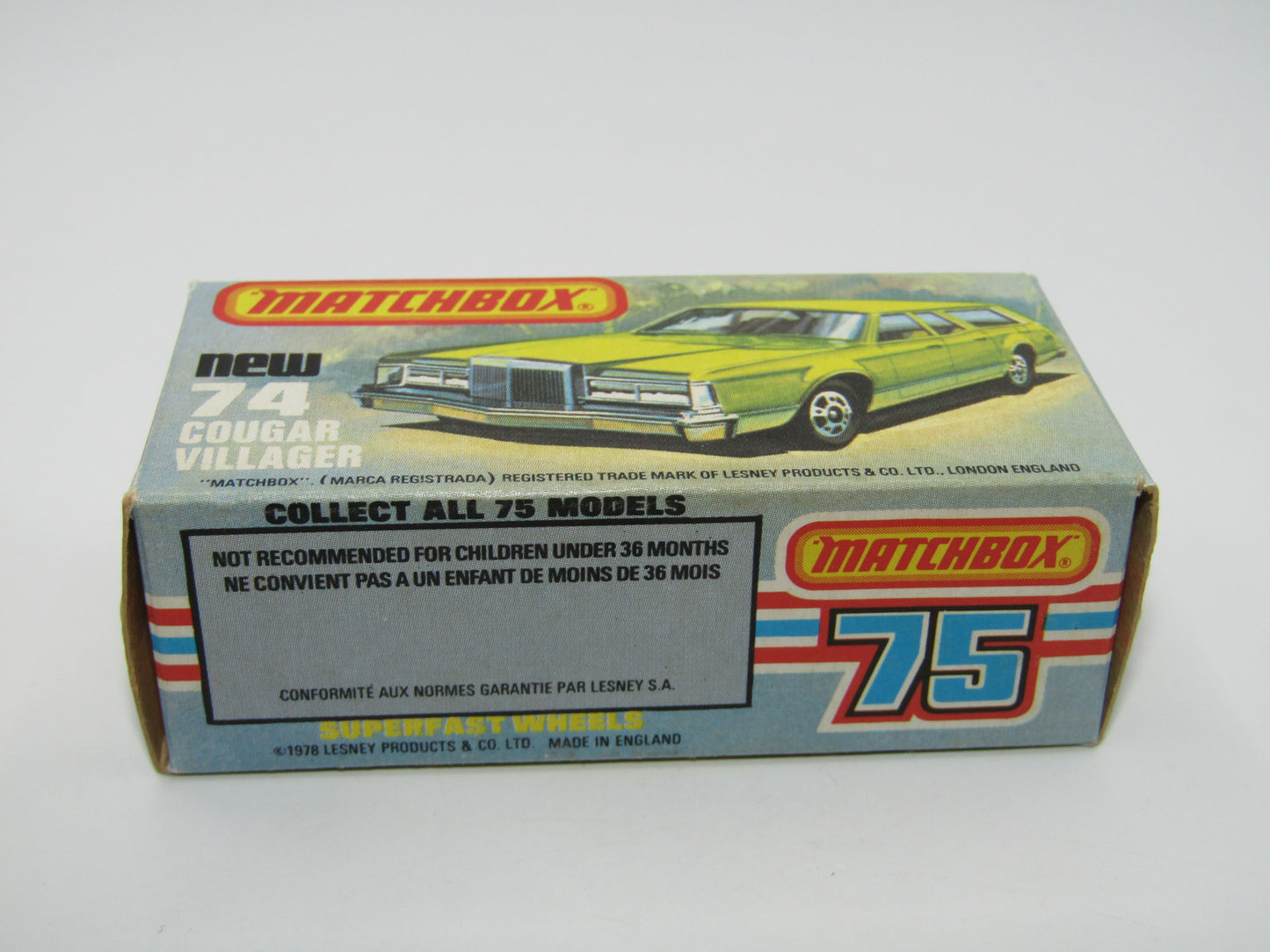 Matchbox Superfast 74C Cougar Villager Metallic Dark Blue Yellow Interior