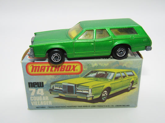 Matchbox Superfast 74C Cougar Villager DARK MATT Green Yellow Interior AMBER Windows