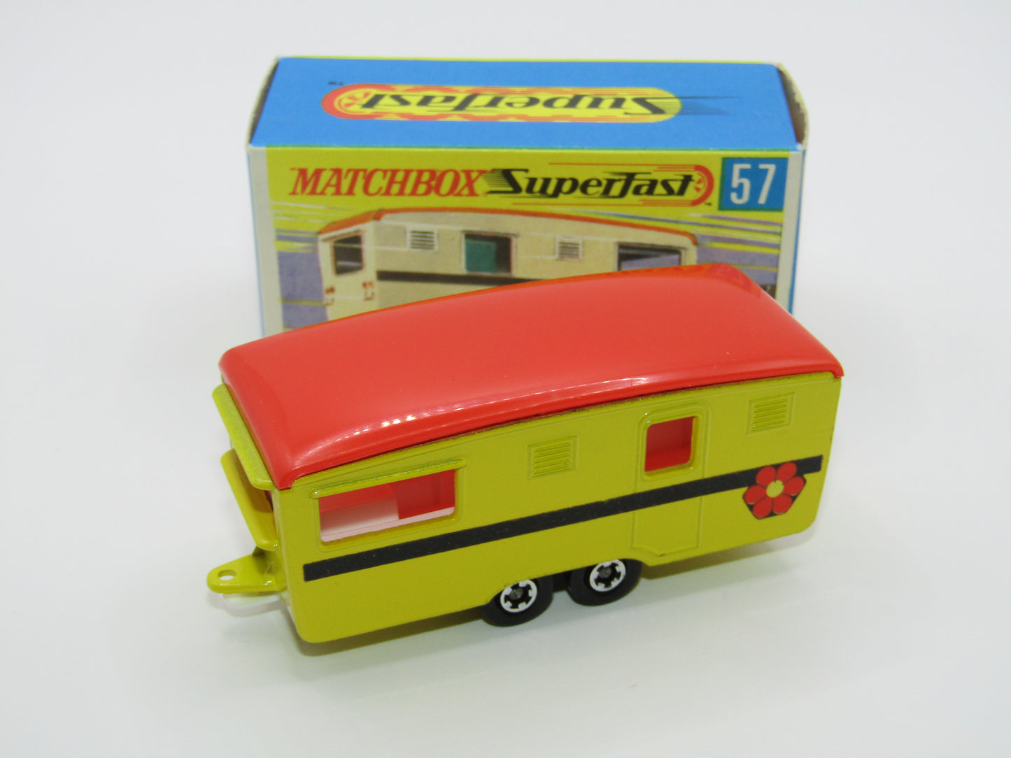 Matchbox Superfast 57B Eccles Trailer Caravan Yellow Flower Stripe