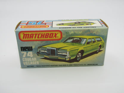 Matchbox Superfast 74C Cougar Villager DARK MATT Green Yellow Interior AMBER Windows