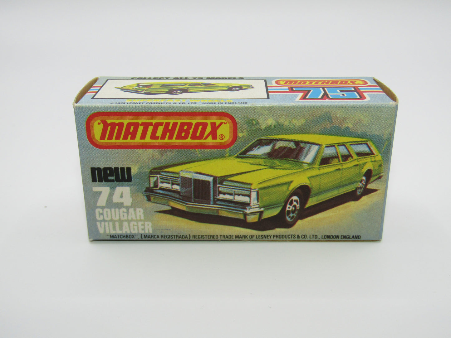 Matchbox Superfast 74C Cougar Villager DARK MATT Green Yellow Interior AMBER Windows