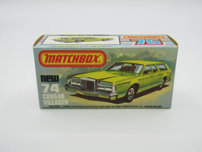 Matchbox Superfast 74C Cougar Villager DARK MATT Green Yellow Interior AMBER Windows