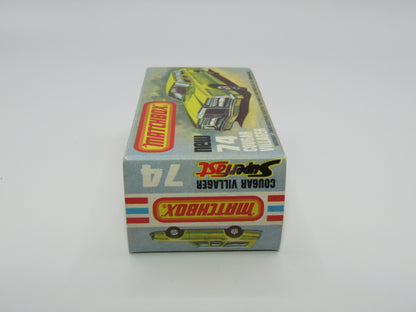 Matchbox Superfast 74C Cougar Villager DARK MATT Green Yellow Interior AMBER Windows