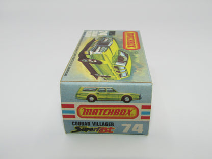 Matchbox Superfast 74C Cougar Villager DARK MATT Green Yellow Interior AMBER Windows