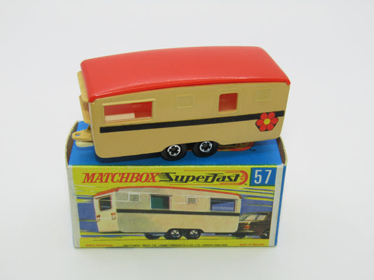 Matchbox Superfast 57B Eccles Trailer Caravan Tan Stripe & Flower