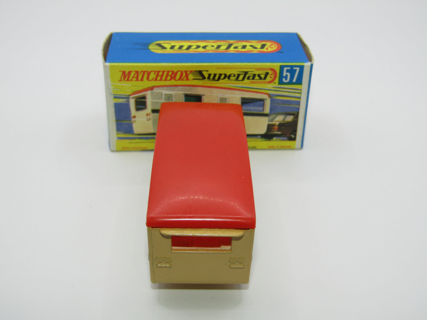 Matchbox Superfast 57B Eccles Trailer Caravan Tan Stripe & Flower