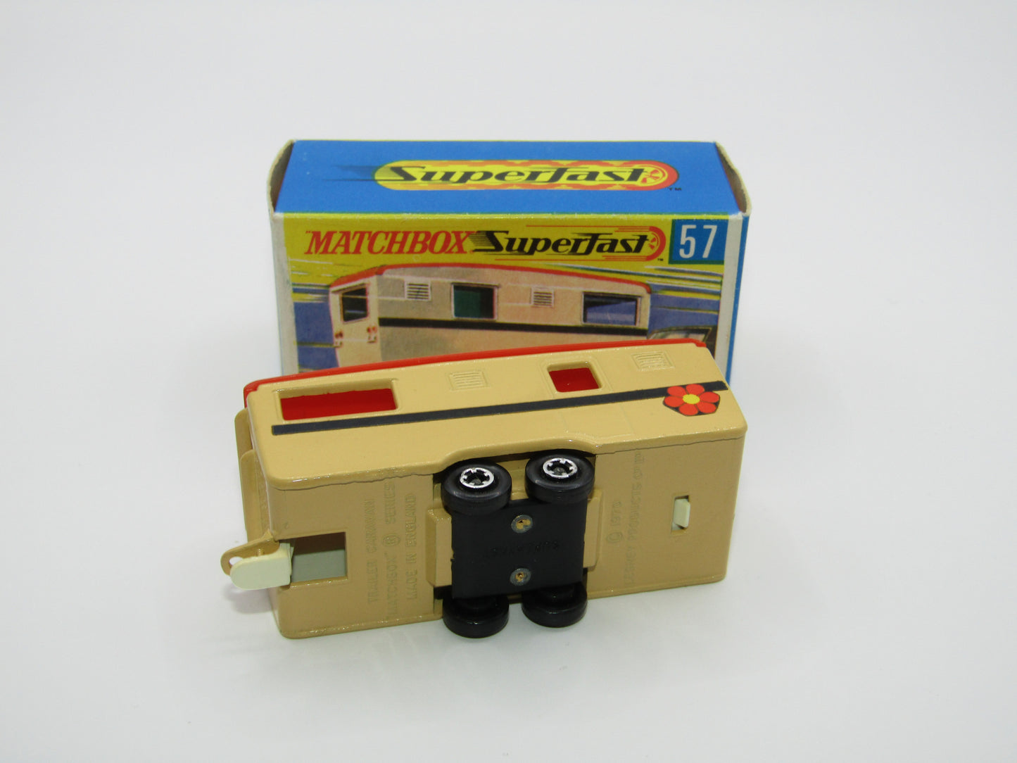 Matchbox Superfast 57B Eccles Trailer Caravan Tan Stripe & Flower