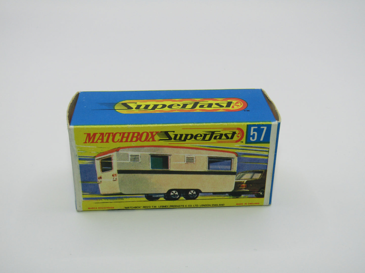 Matchbox Superfast 57B Eccles Trailer Caravan Tan Stripe & Flower