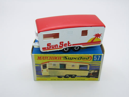 Matchbox Superfast 57B Eccles Trailer Caravan White Sun Set Tampo