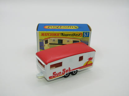 Matchbox Superfast 57B Eccles Trailer Caravan White Sun Set Tampo