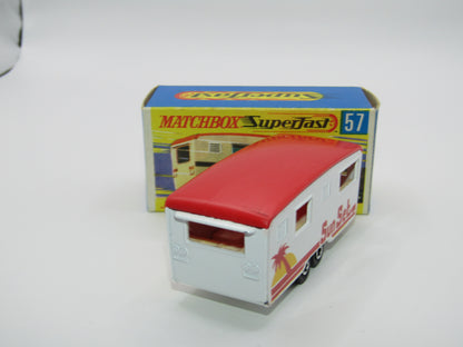 Matchbox Superfast 57B Eccles Trailer Caravan White Sun Set Tampo