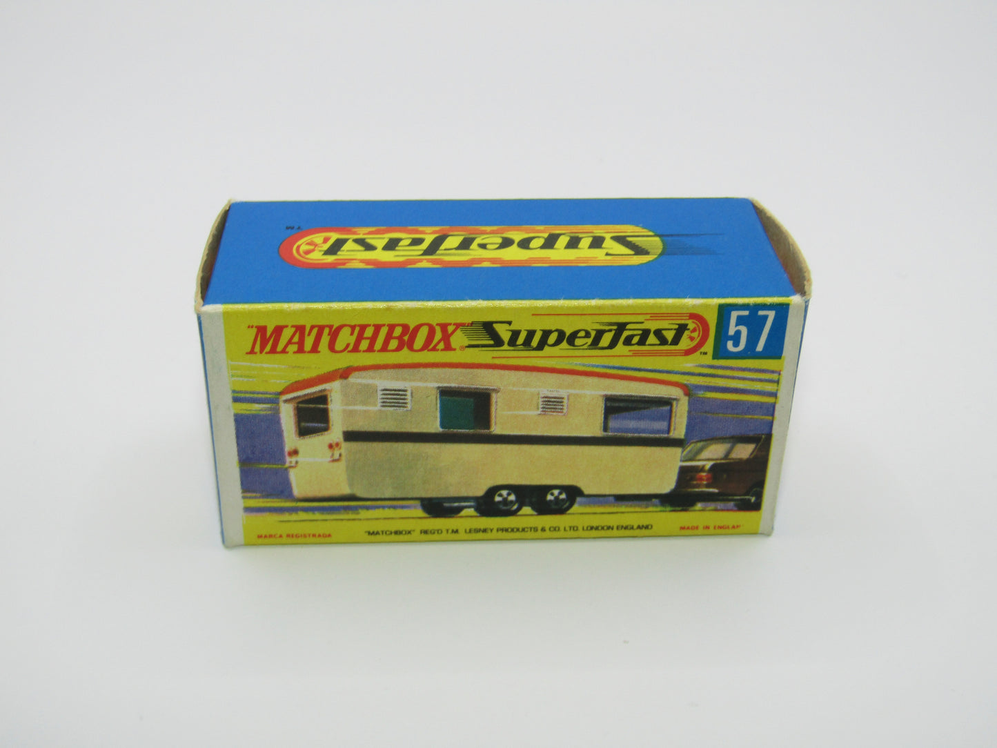 Matchbox Superfast 57B Eccles Trailer Caravan White Sun Set Tampo