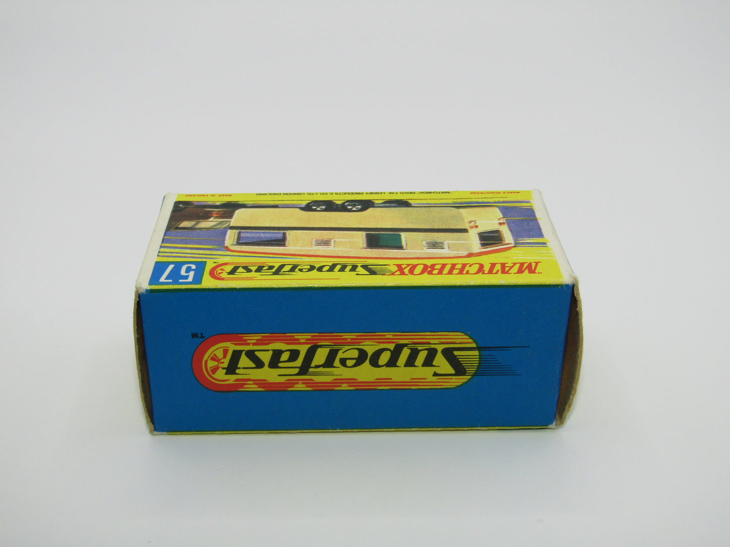 Matchbox Superfast 57B Eccles Trailer Caravan White Sun Set Tampo