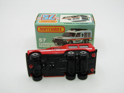 Matchbox Superfast 57E Carmichael Commando Red Light Blue Windows