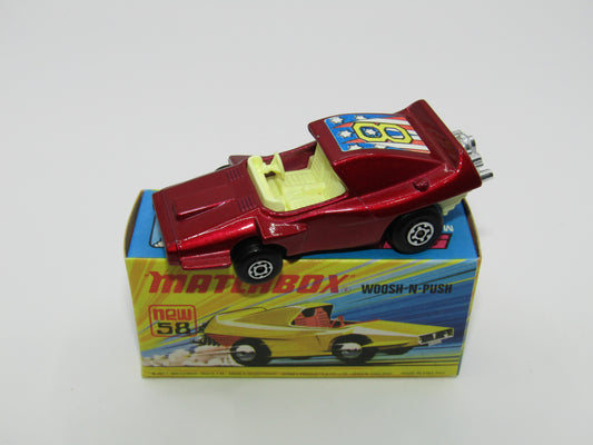 Matchbox Superfast 58B Woosh N Push METALLIC RED "8" Label