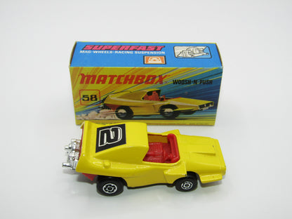 Matchbox Superfast 58B Woosh N Push DARK YELLOW "2" Label