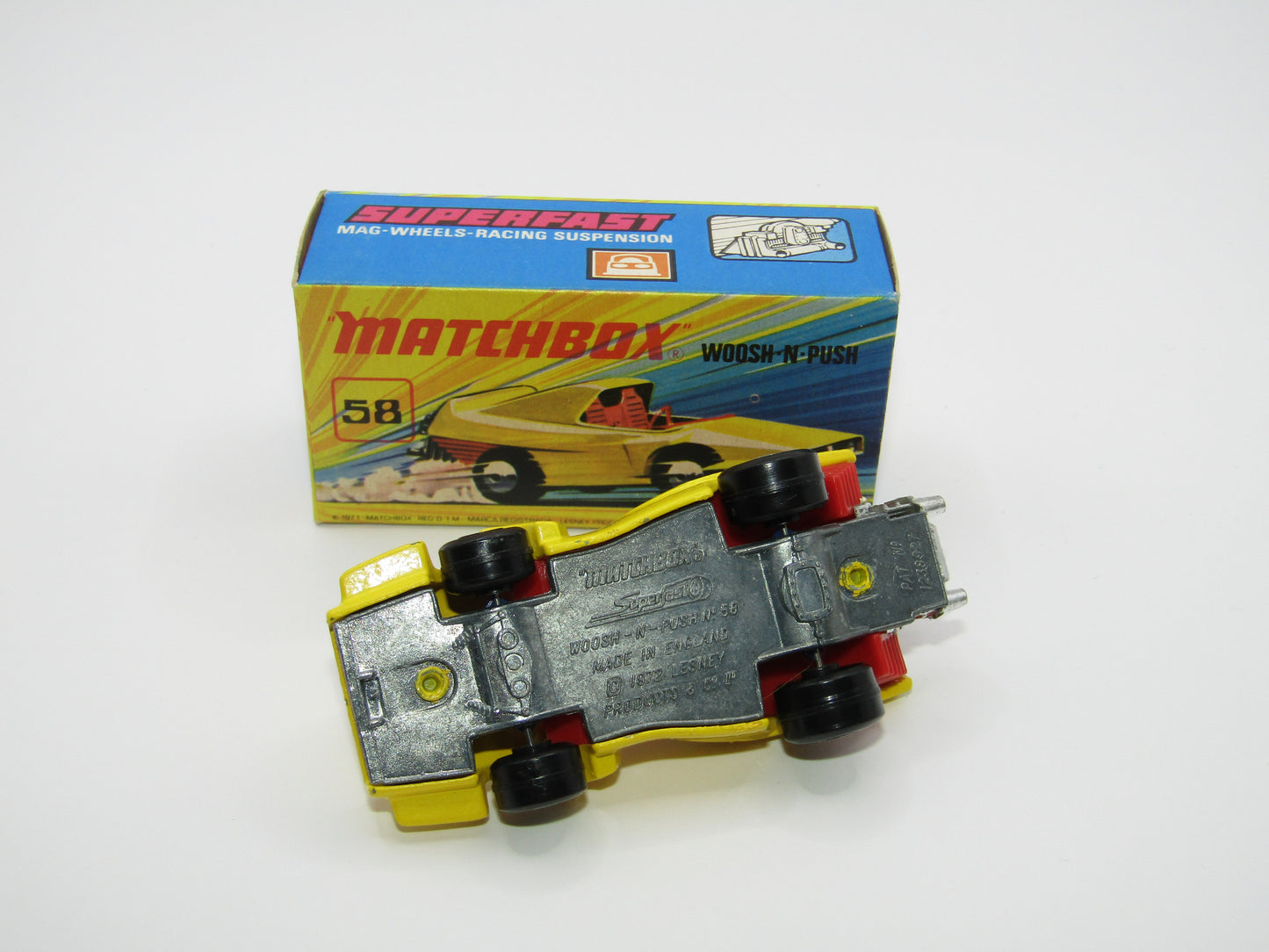 Matchbox Superfast 58B Woosh N Push DARK YELLOW "2" Label