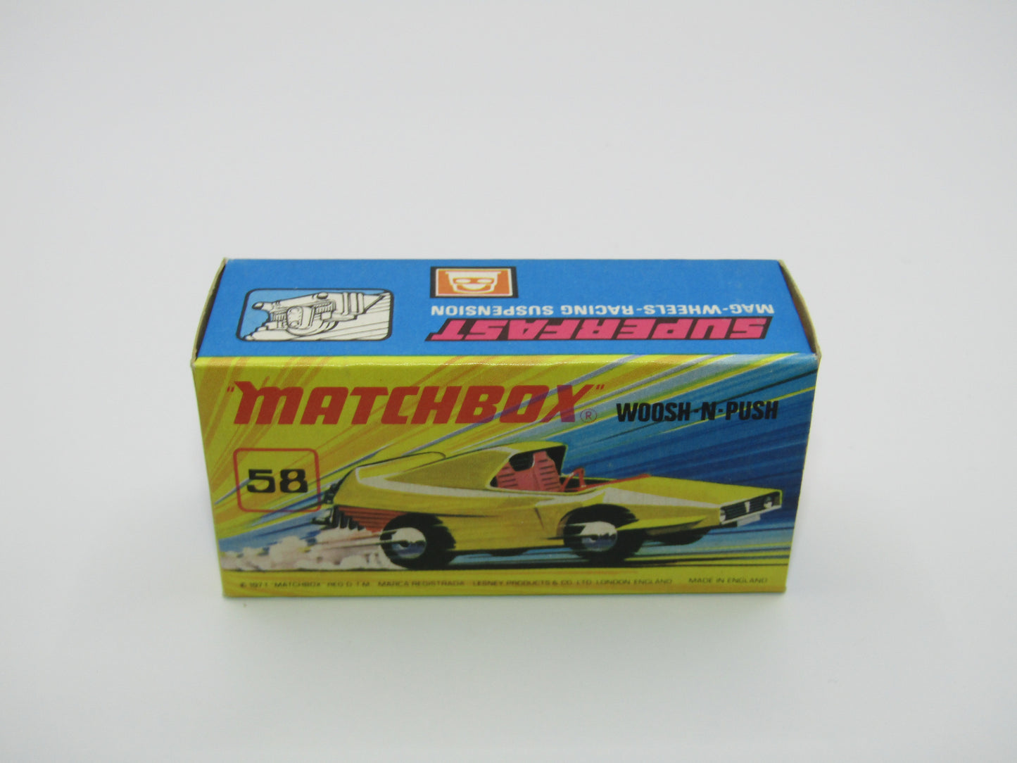 Matchbox Superfast 58B Woosh N Push DARK YELLOW "2" Label