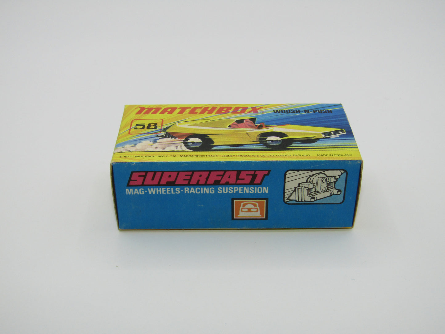 Matchbox Superfast 58B Woosh N Push DARK YELLOW "2" Label