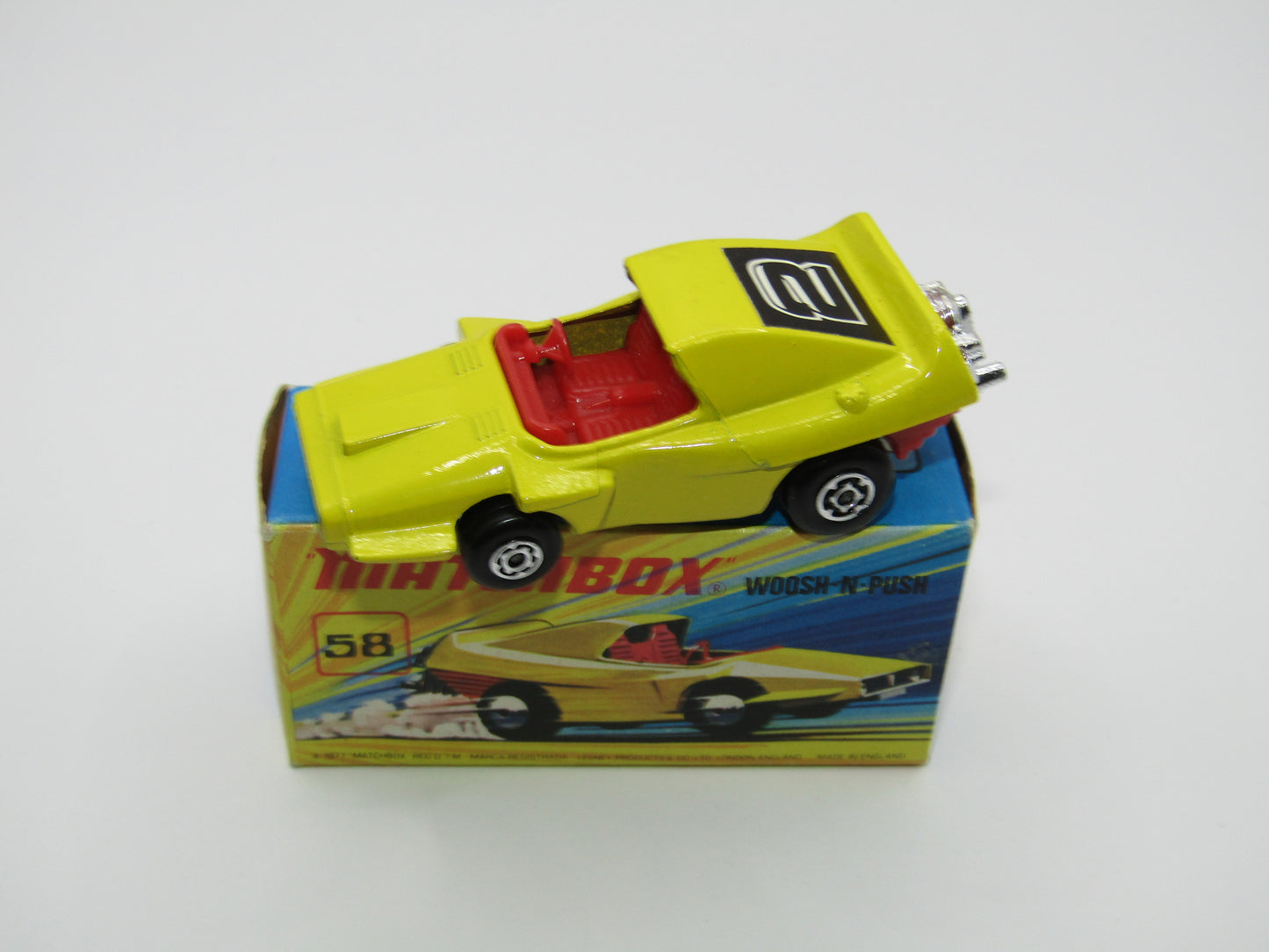 Matchbox Superfast 58B Woosh N Push LIGHT YELLOW "2" Label