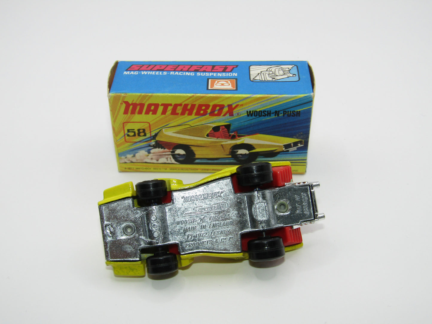 Matchbox Superfast 58B Woosh N Push LIGHT YELLOW "2" Label