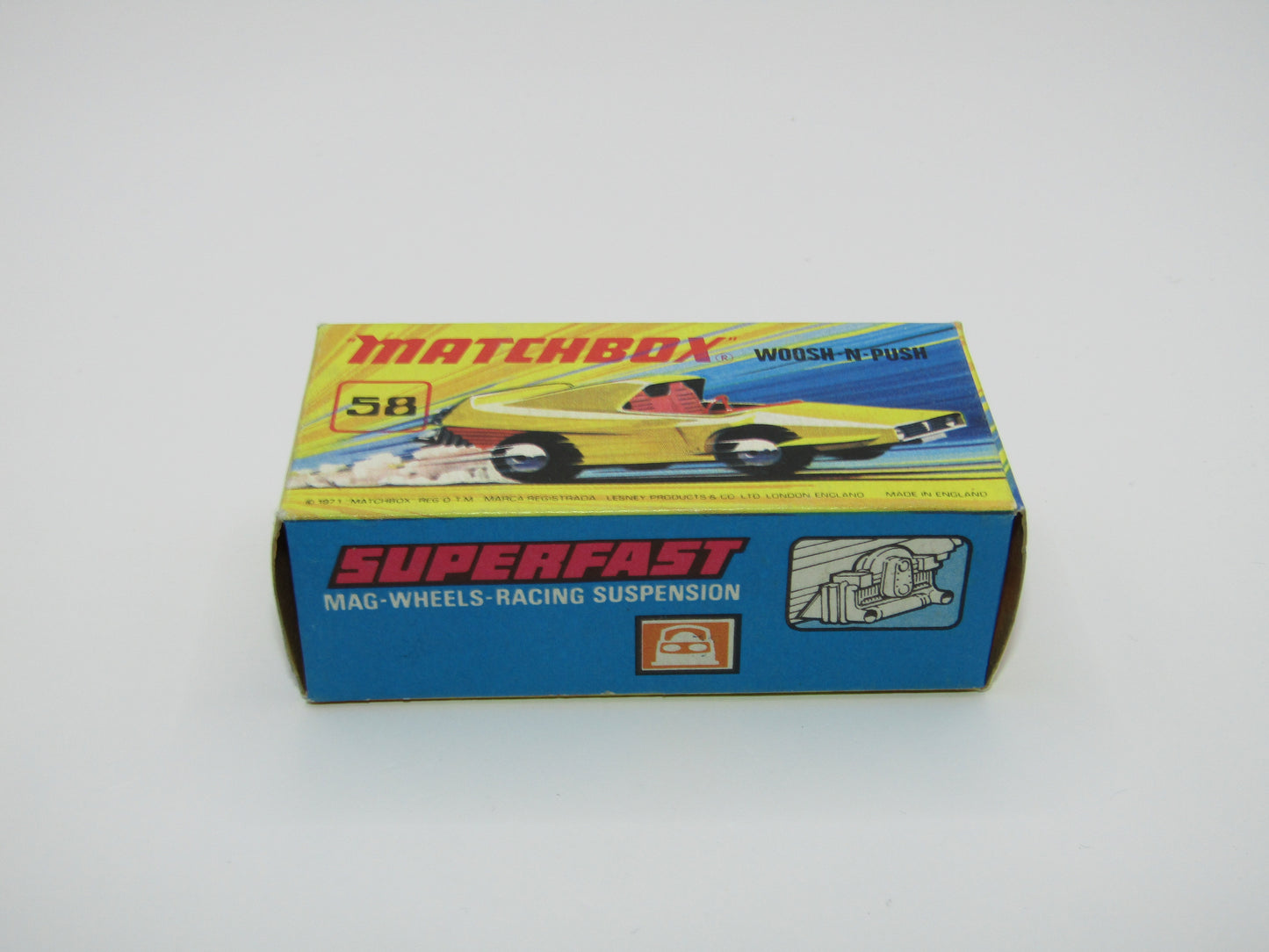 Matchbox Superfast 58B Woosh N Push LIGHT YELLOW "2" Label