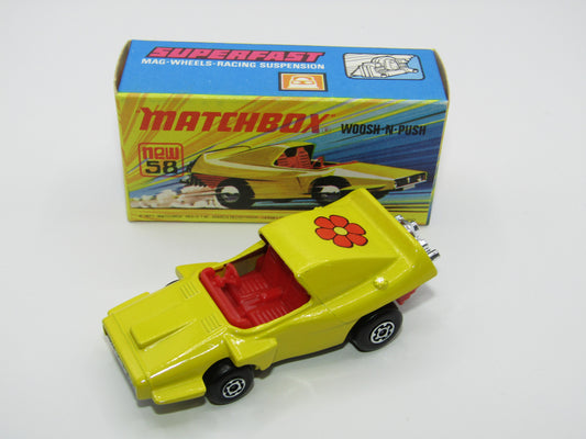 Matchbox Superfast 58B Woosh N Push ORANGE Flower Label