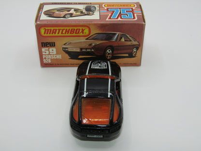 Matchbox Superfast 59C Porsche 928 Black AMBER Windows England Base